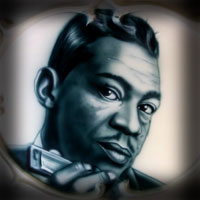 airbrush painting portrait blues star little walter 