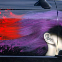 airbrush aerograf graffiti na samochodzie salon fryzjerski