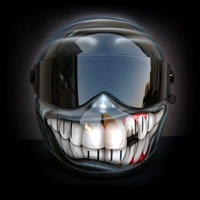 airbrush aerograf custom painting bandit motorcycle helmet kask motocyklowy smile teeth umiech zby grey szary