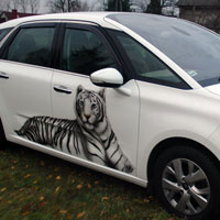 aerograf airbrush bialy tygrys malowanie artystyczne aut