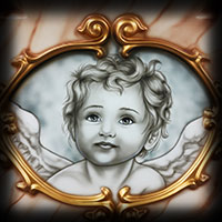 małe aniołki malowane na karuzelach