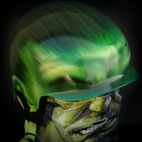airbrush snowboard helmet hulk face custom painting