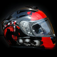 aerograf airbrush helmet kask motyw smierci czerwono czarny