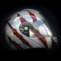 airbrush aerograf kask motocyklowy malowanie helmet wolf wilk steel metal tears krew blood