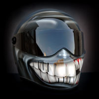 airbrush aerograf custom painting helmet art bandit smile teeth tooth zęby grey szary