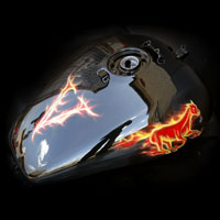 airbrush aerograf painting motocykl motorcycle fire flame horse mustang vulcan